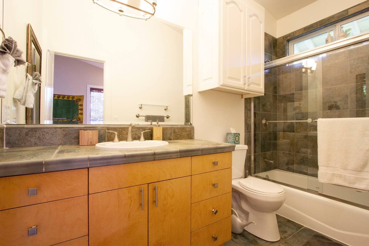 Stone and glass shower