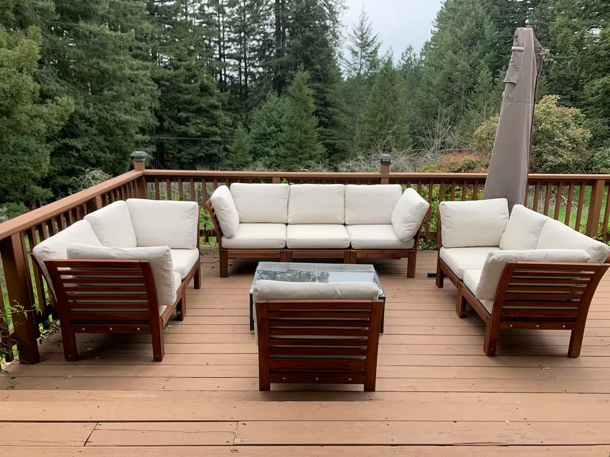 Outdoor seating arranged for conversation